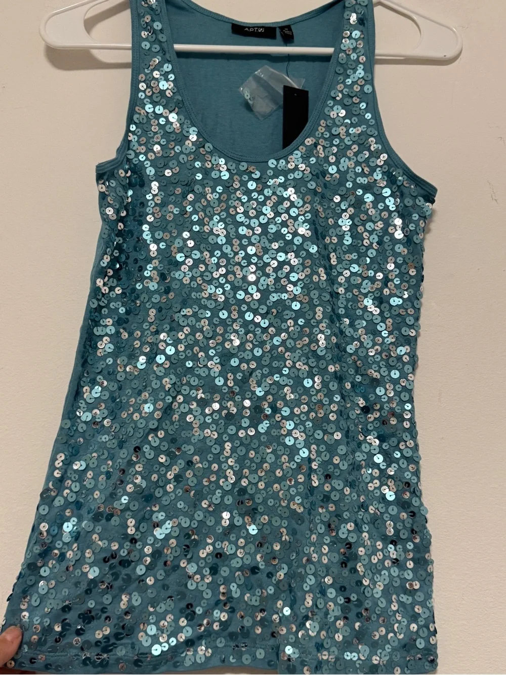 APT. 9‎ Women’s Blue Sequin Tank Top Sleeveless Scoop Neck Party Glitter size M